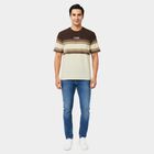 Men's Cream Round Neck Regular T-Shirt, ऑफ व्हाइट, small