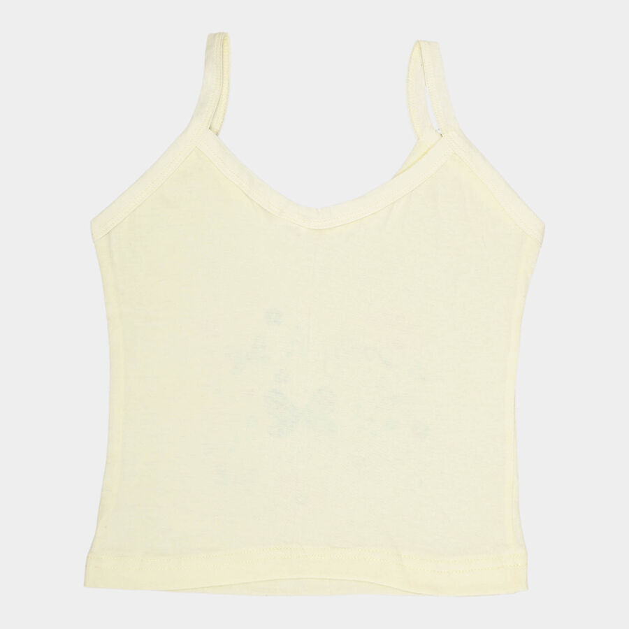 Girls Cotton Solid Vest, Yellow, large image number null