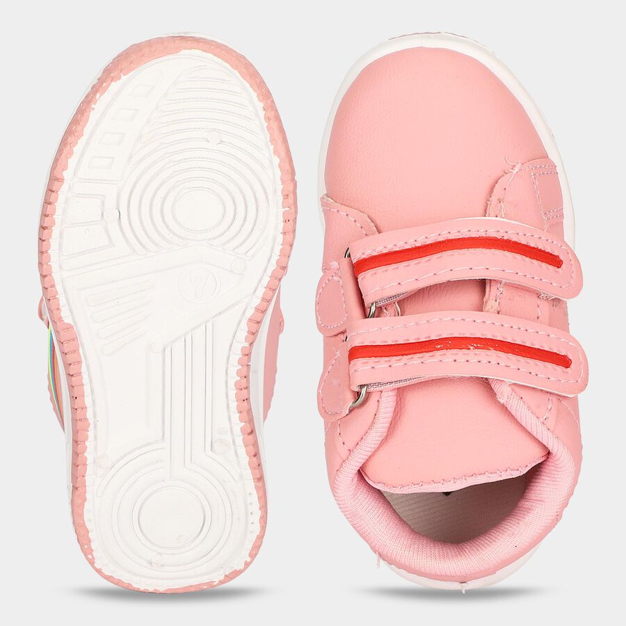 Girls Pink Velcro Strap Sneakers, Pink, large