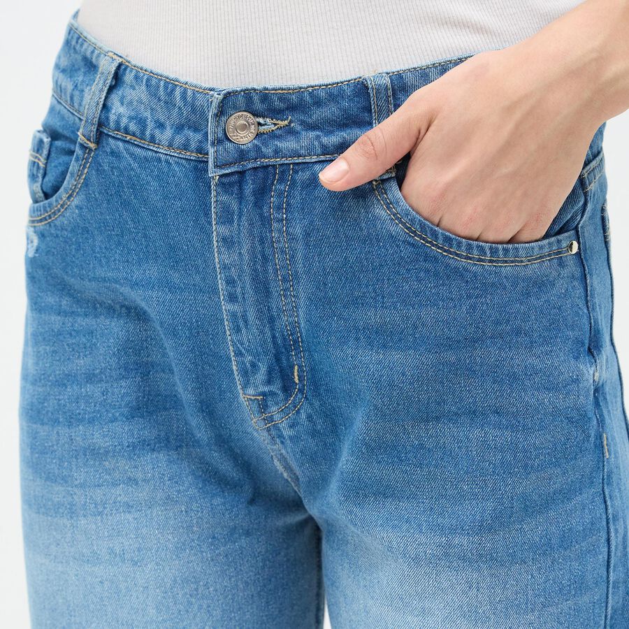 Ladies' 100% Cotton Jeans, Mid Blue, large image number null
