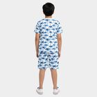 Boys White Cotton Round Neck Solid Night Suit, White, small