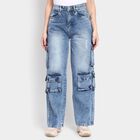 Ladies' 100% Cotton Jeans, Mid Blue, small image number null
