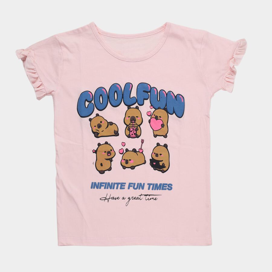 Girls' T-Shirt, हल्का गुलाबी, large