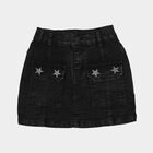 Girls Black Regular Fit Solid Skirt, काला, small