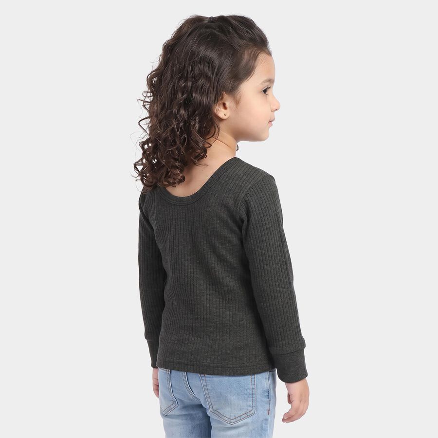 Girls' Dark Grey Long Sleeve Thermal, Dark Grey, large