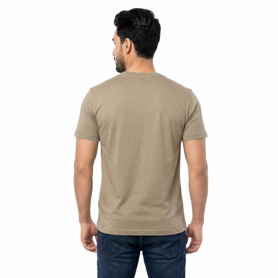 Men's Brown Round Neck Regular T-Shirt, Brown, large