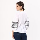 Women's Snow White Embroidered V Neck Bohemian Shirt, White, small