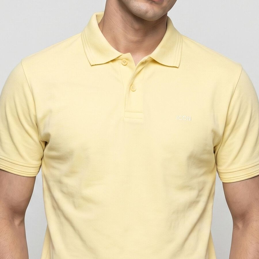 Men Yellow Polo Neck Polo T-Shirt, Yellow, large