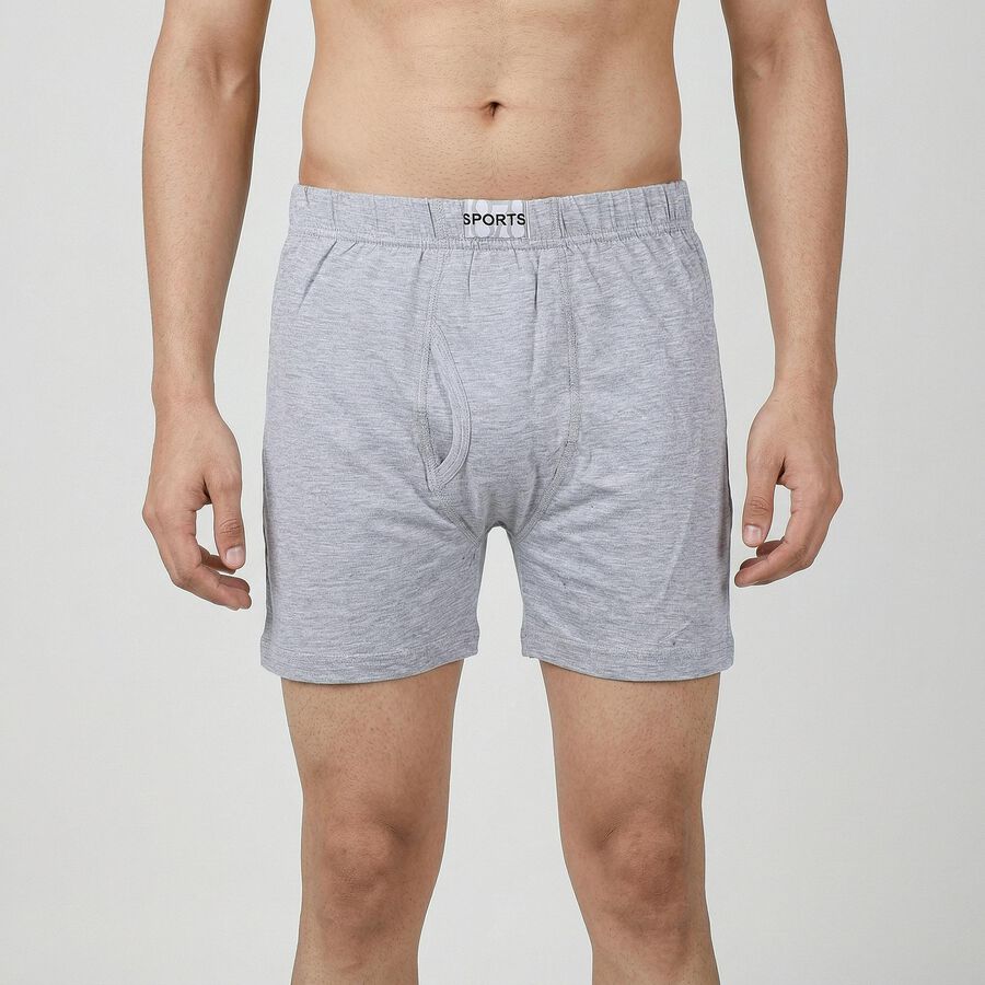 Men's Grey Regular Fit Trunks, मिश्रित हल्का ग्रे, large