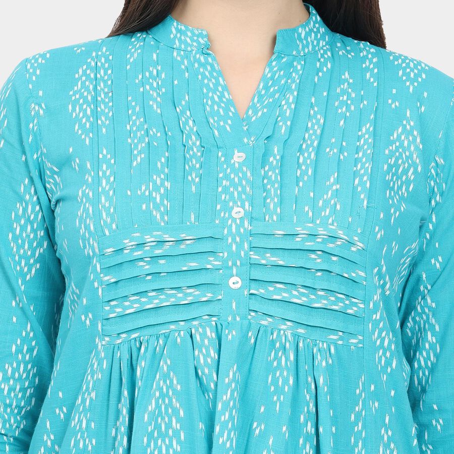 Ladies' 100% Cotton Kurta, टील ब्लू, large image number null