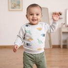 Infants' Grey Crew Neck Graphic Pullover Sweatshirt, Light Grey, small