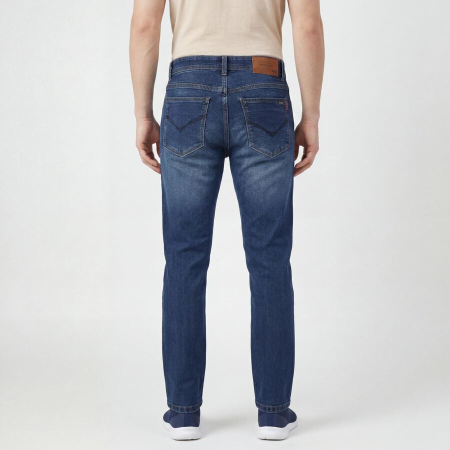 Men's Navy Blue Slim Fit Clean Look Jeans, Dark Blue, large