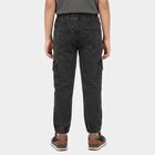 Boys Black Cargo Fit Washed Jeans, Black, small