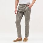 Men's Muted Grey Slim Fit Flat-Front Casual Trousers, हल्का ग्रे, small