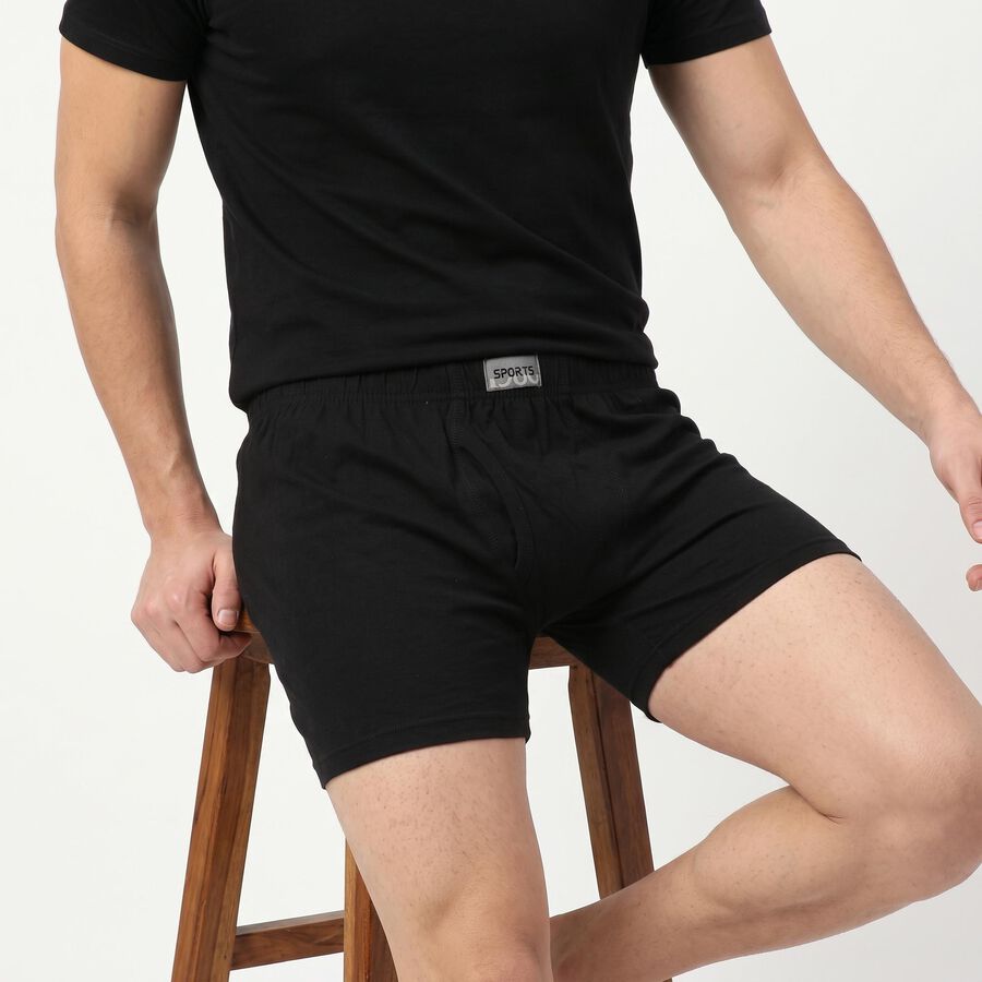 Men's Black Regular Fit Trunks, काला, large