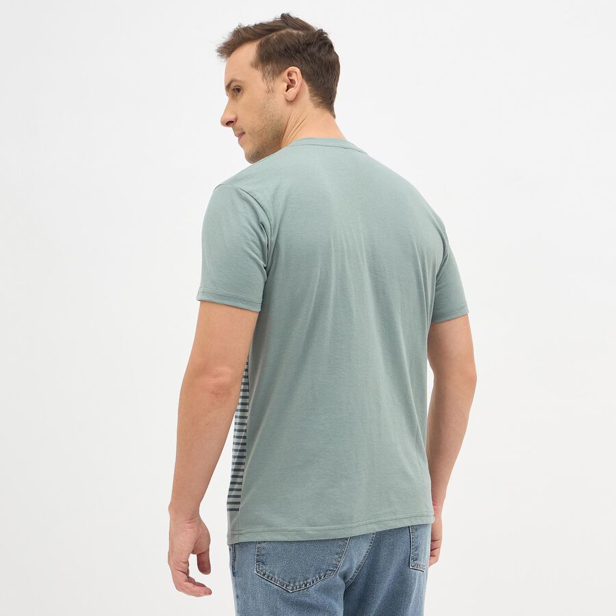 Men's Light Sage Green Henley Neck Casual T-Shirt, Light Green, large image number null