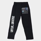Boys' Navy Blue Straight Fit Graphic Printed Cotton Blend Pyjama, Navy Blue, small