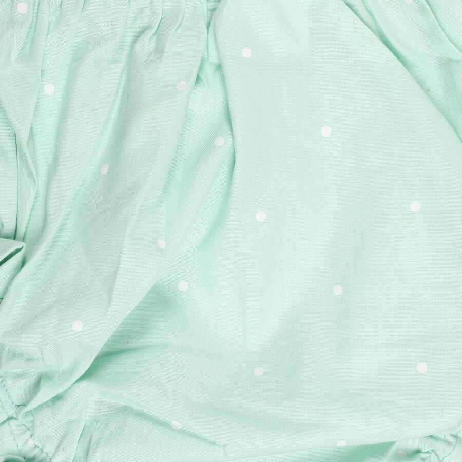 Infants' Mint Green Embroidered Ruffled Cotton Frock, Light Green, large
