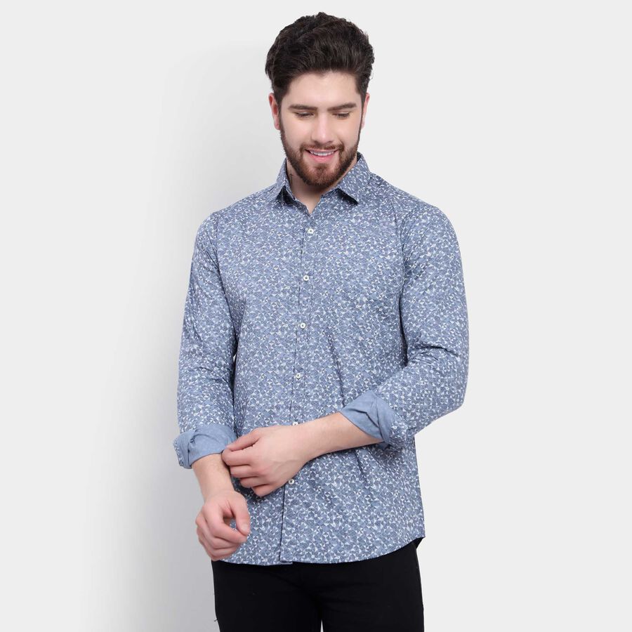 Cotton Printed Casual Shirt, Dark Grey, large image number null