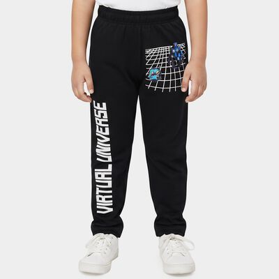 Boys' Navy Blue Straight Fit Graphic Printed Cotton Blend Pyjama