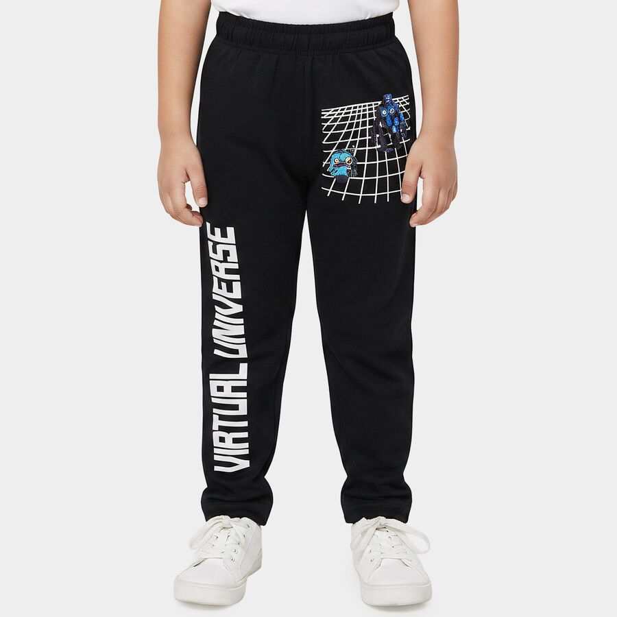 Boys' Navy Blue Straight Fit Graphic Printed Cotton Blend Pyjama, Navy Blue, large