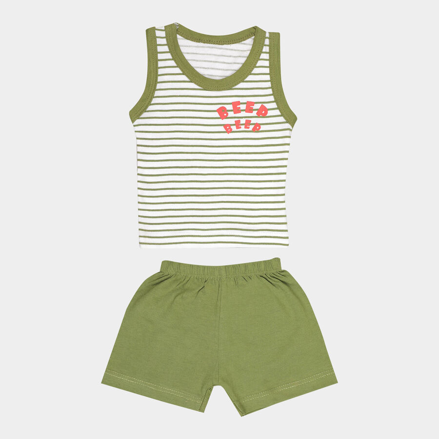 Infants Cotton Baba Suit, Olive, large image number null