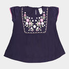 Girls Embellished Short Sleeve Top, Navy Blue, small image number null