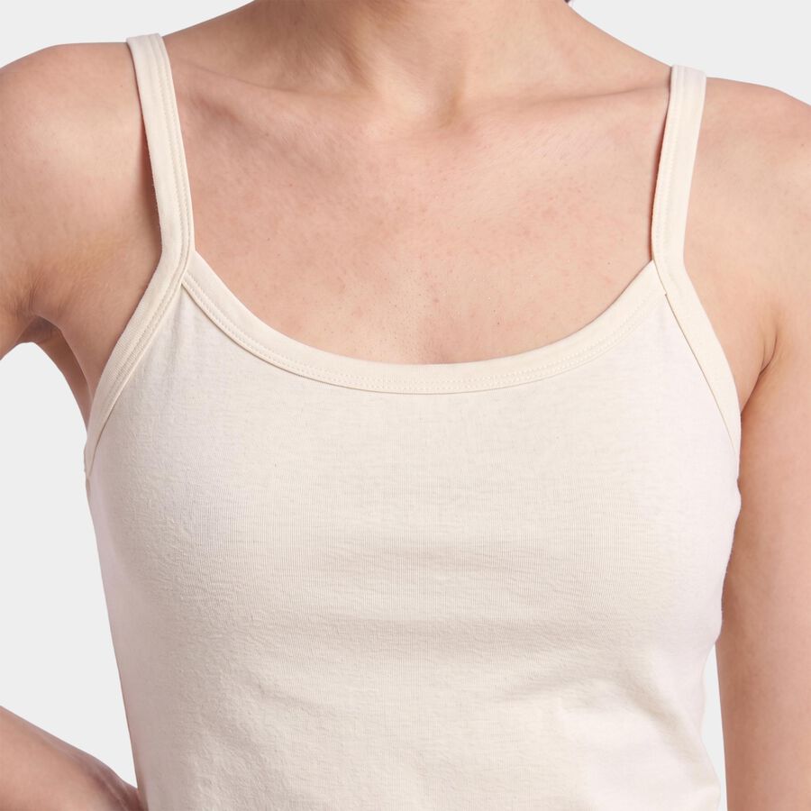 Women's Cream Scoop Neck Camisole Slip, ऑफ व्हाइट, large