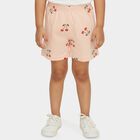 Girls' Light Pink Regular Fit Cherry Printed Shorts, Light Pink, small