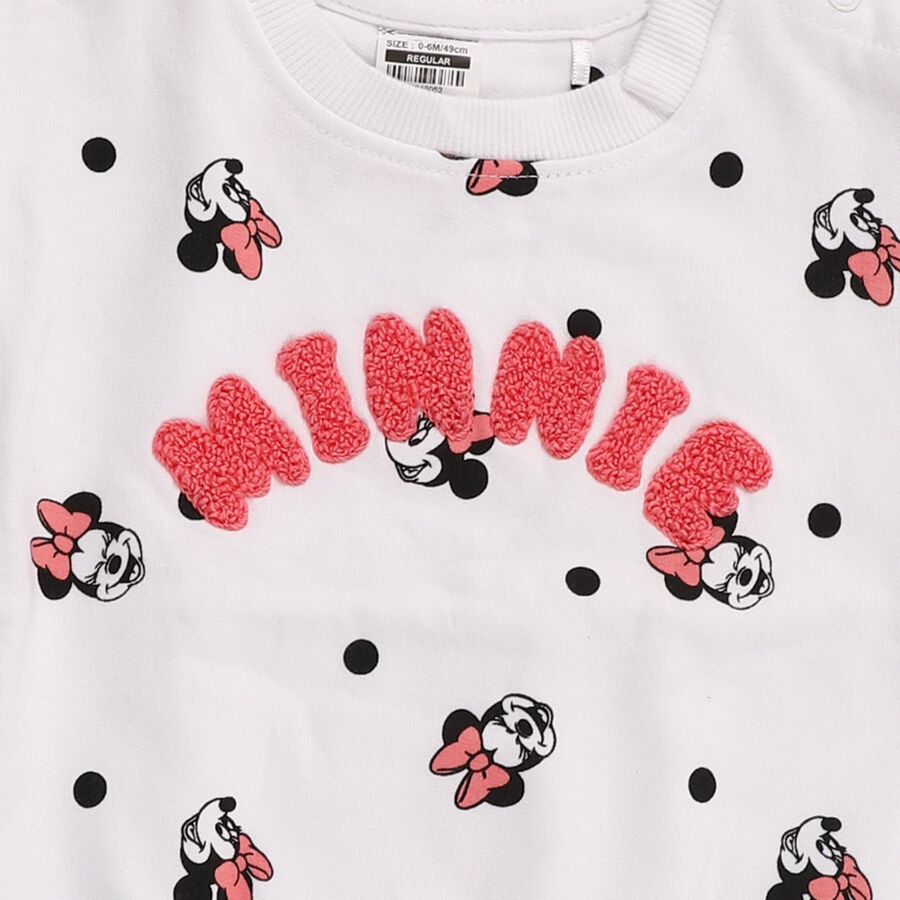 Infants Snow White Cotton Round Neck Casual Sweatshirt, सफ़ेद, large image number null