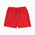Girls' Bright Red Ruffle Hem Cotton Blend Shorts, Coral, small image number null
