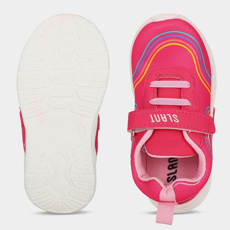 Girls Pink Velcro Strap Sneakers, Pink, large