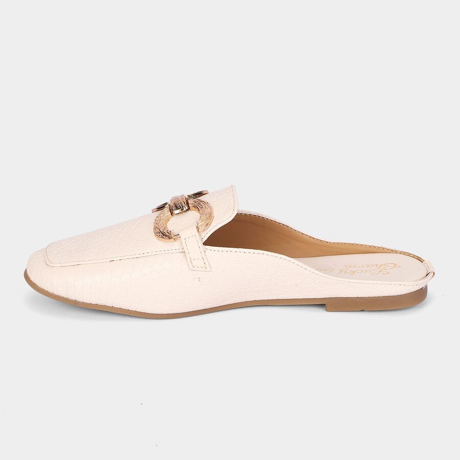 Women's White Slip-On Mule Flats, White, large