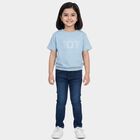 Girls Light Blue Cotton Casual T-Shirt, Light Blue, small