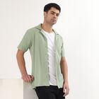 Men's Light Sage Green Cuban Casual Shirt, Light Green, small