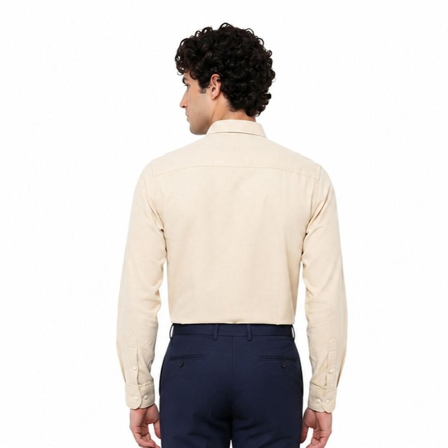 Men's Beige Regular Fit Formal Shirt, Beige, large