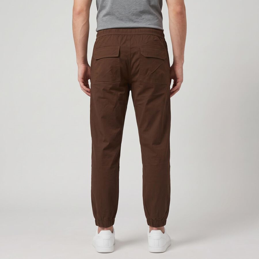 Men's Brown Slim Fit Jogger Trousers, भूरा, large