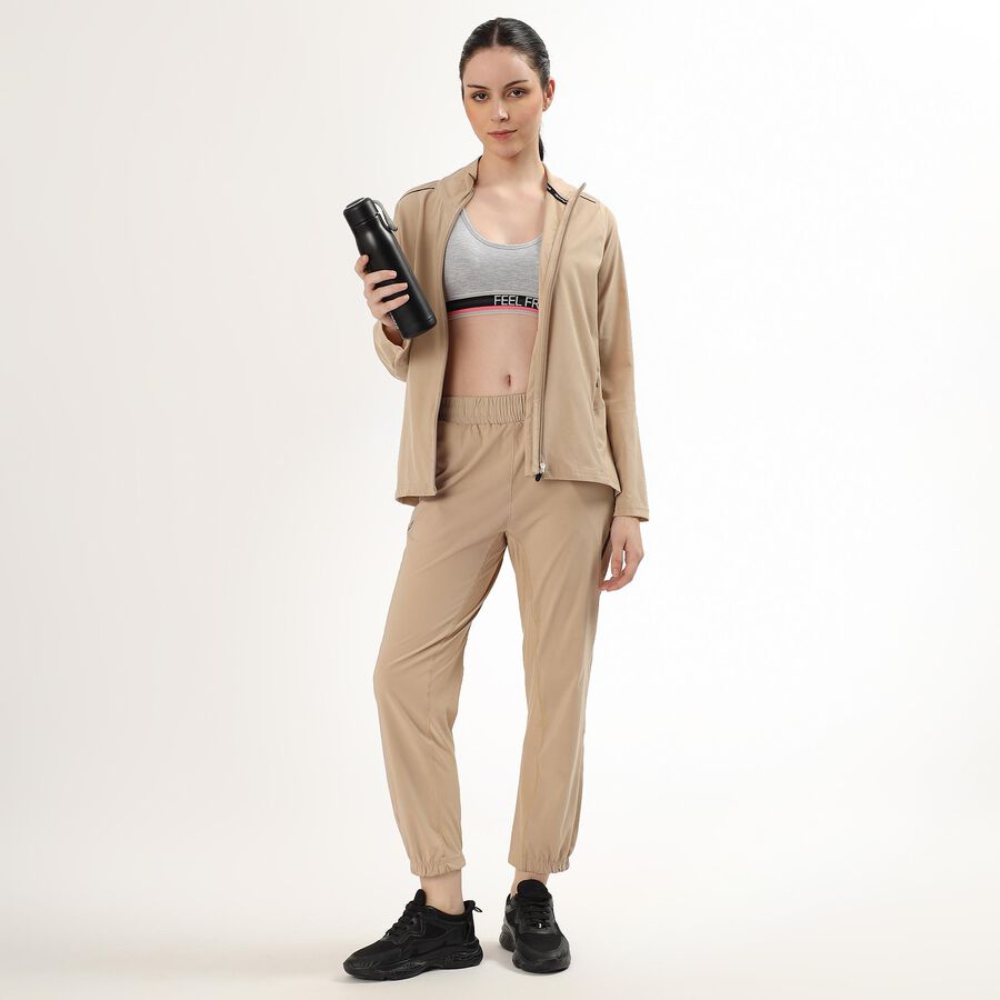 Women's Light Beige High Neck Sportswear Jacket, Beige, large image number null