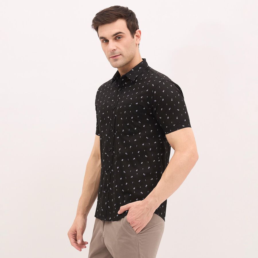 Men's 100% Cotton Regular Collar Casual Shirt, Black, large image number null