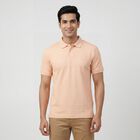 Men's Pink Cotton Collared Neck Casual T-Shirt, Light Pink, small