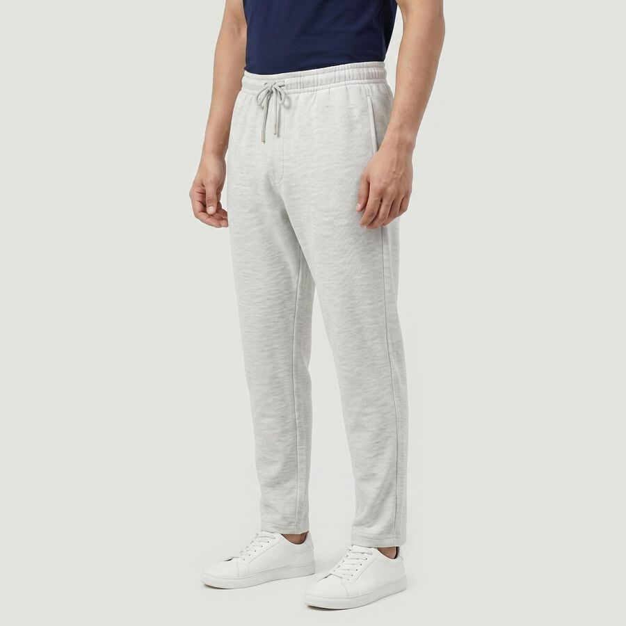 Men's Grey Straight Fit Drawstring Waist Track Pants, एक्रू मिश्रित, large