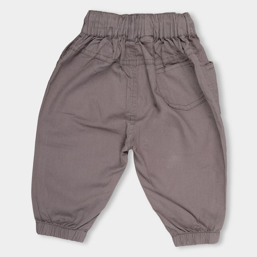 Infants' Muted Taupe Rib Waist Casual Trousers, Dark Grey, large image number null