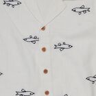 Boys White Cuban Casual Shirt, White, small