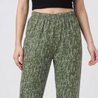 Women's Olive Green Straight Fit Abstract Printed Pyjama, Olive, small