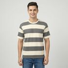 Men's Grey Round Neck Casual T-Shirt, Light Grey, small