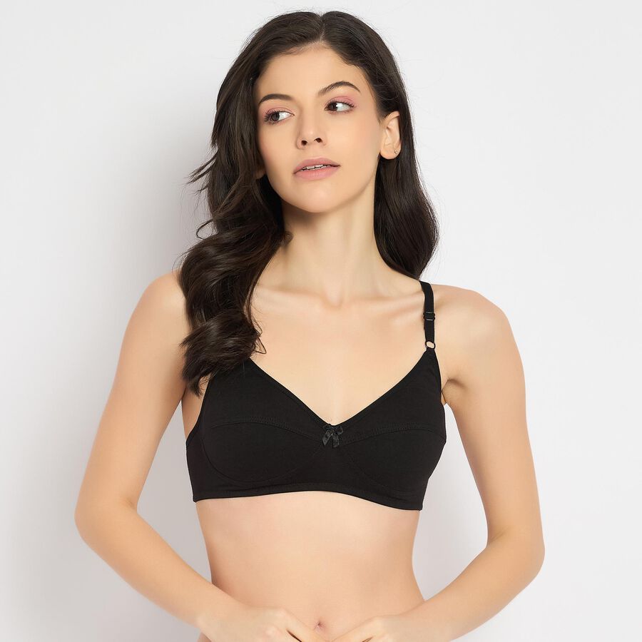 Ladies' 100% Cotton Bra , काला, large image number null