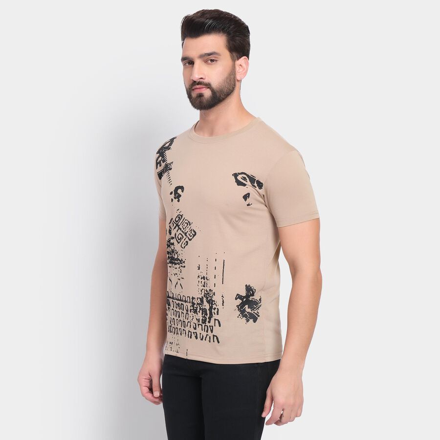 Men's Round Neck Half Sleeves T-Shirt, गहरा पीला, large
