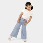 Girls' Light Blue Wide Leg Embroidered Jeans, आइस ब्लू, small image number null
