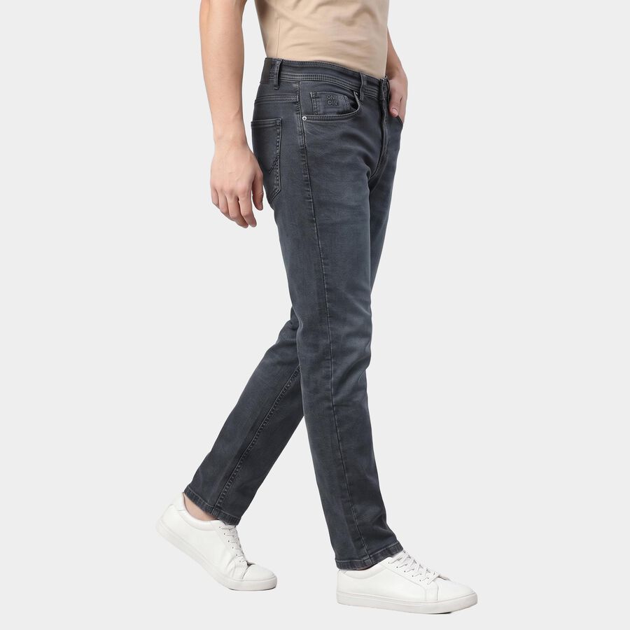 Men's Dark Grey Slim Fit Faded Jeans, गहरा ग्रे, large
