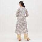 Women's Light Lavender Gray Cotton Square Neck Embroidered Kurta, Light Grey, small image number null